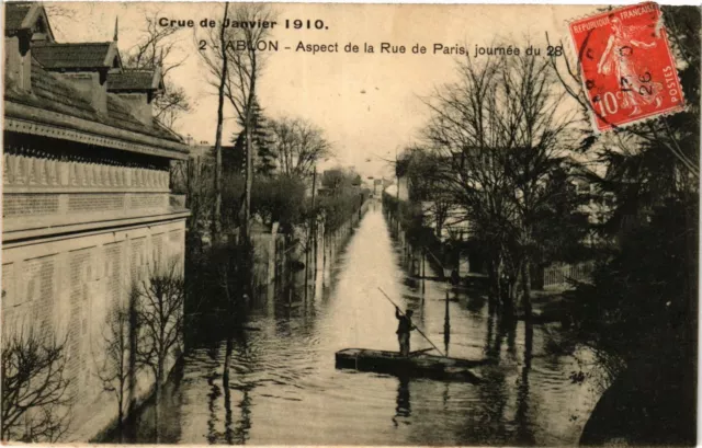 CPA ABLON - Crue de Janvier 1910 - Aspect de la Rue de Paris (384728)