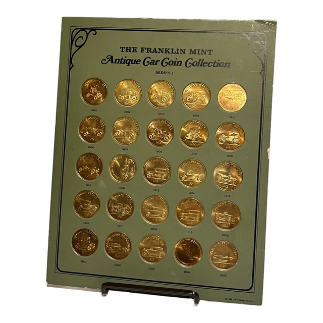 FRANKLIN MINT ANTIQUE Car Coin Collection Series 1 25 COINS 8.5" x 10