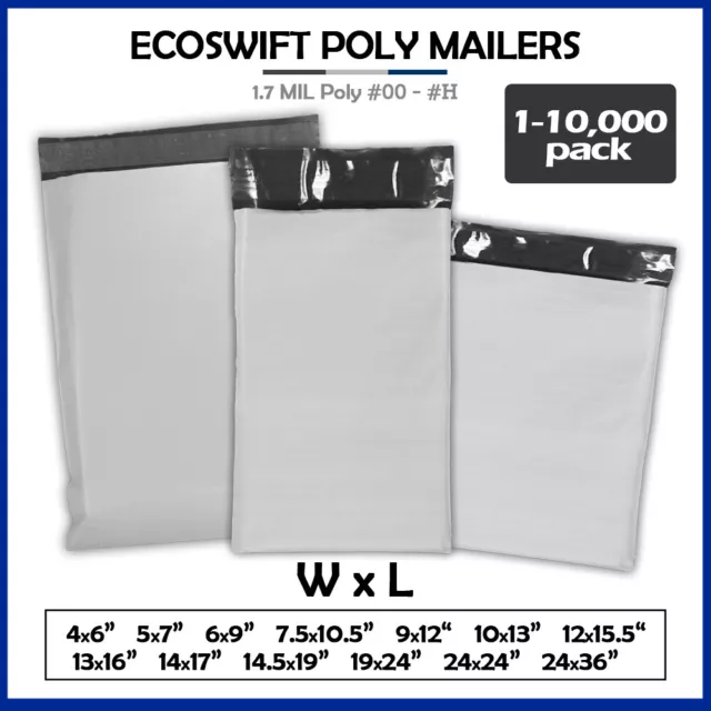 Poly Mailers 2.35MIL Shipping Envelope Mailing Bags Plastic Seal Choose Size