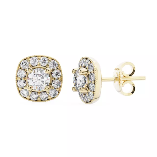 1.20Ct 100% Natural Round Brilliant Cut Diamonds Stud Earring in 18K Yellow Gold