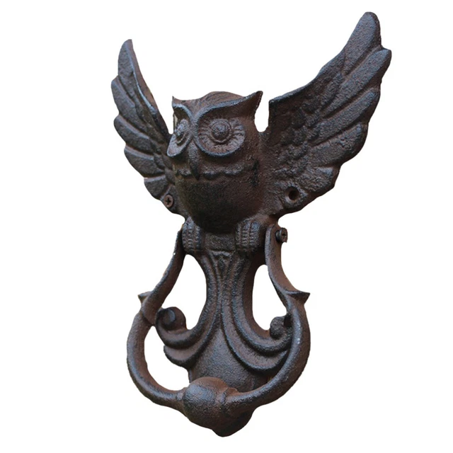1 pezzo antica maniglia per porta vintage giardino cortile ferro gufo battente per porta
