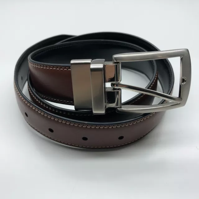 Unbranded Reversible Dress Belt Brown Black Mens Sz S 30 - 32 Faux Leather 1 1/8