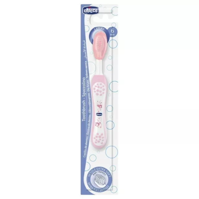 CHICCO Toothbrush - with extra soft pink bristles For children 6 months +