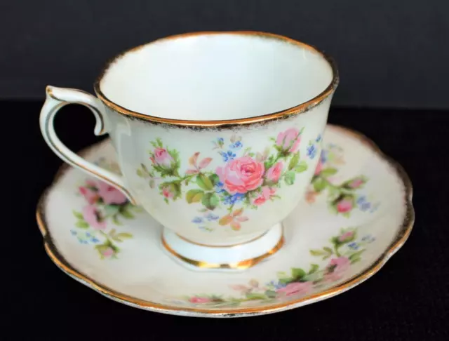 Vintage 60s ROYAL ALBERT England China Pink ROSES Pattern Set Cup & Saucer