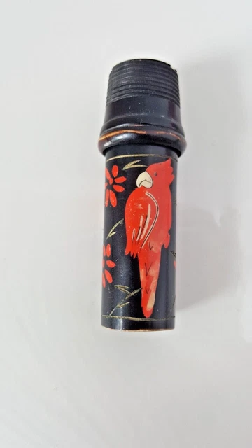 Antique sewing Thimble needle case 1920s hand-painted bird
