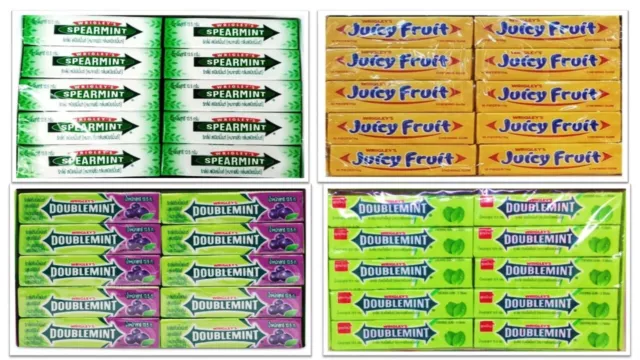 100 Sticks Wrigley's Chewing Gum Double mint, Blueberry, Spearmint,Juicy Fruit