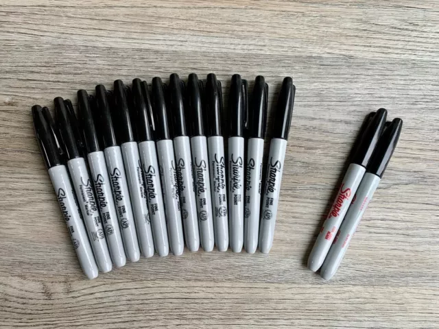 Lot of 15 Sharpie Fine Point Permanent Markers, Black, No Box, NEW