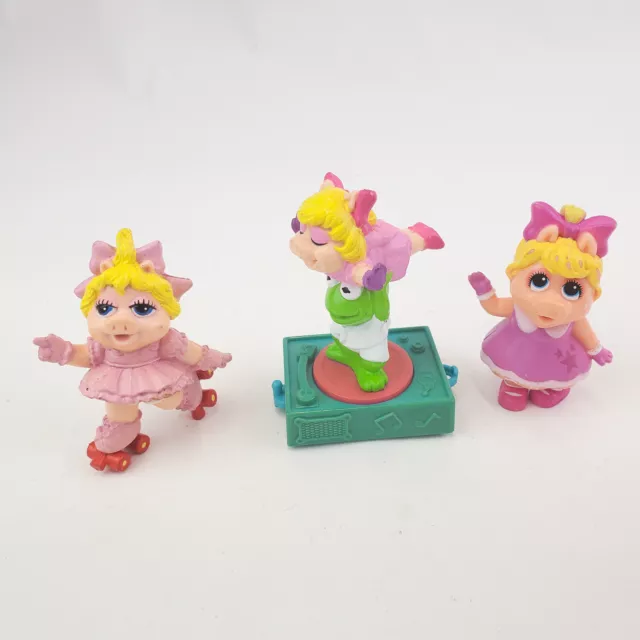 Jim Henson Muppet Babies Miss Piggy Kermit Figures Lot Of 3 PVC Cake Toppers VTG