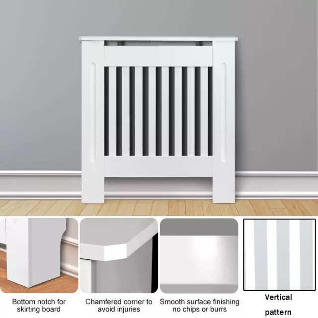 Vertical Slat Radiator Shelve White Modern Painted MDF Cabinet,for Living Room 3