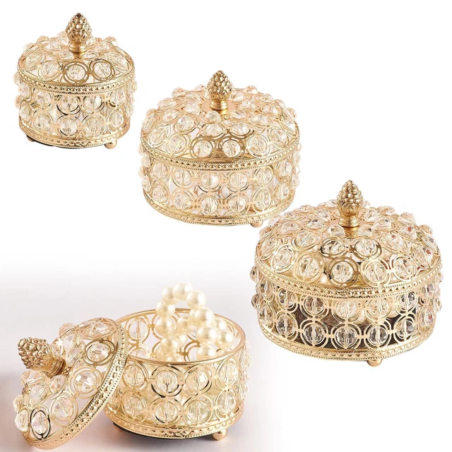 Style rétro cristal boîte à bijoux mallette de rangement organisateur