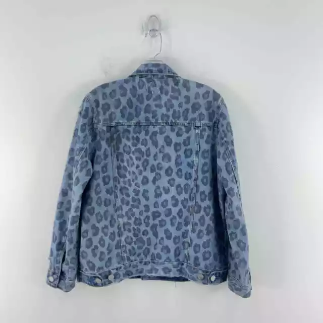 Blank NYC Light Blue Cotton Denim Cheetah Print Button Up Jean Jacket Men M 2