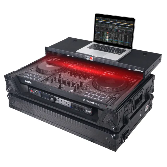 ATA Road Case BLACK Shelf, Wheels & LED  fits Pioneer DDJ-FLX10 DJ Controller