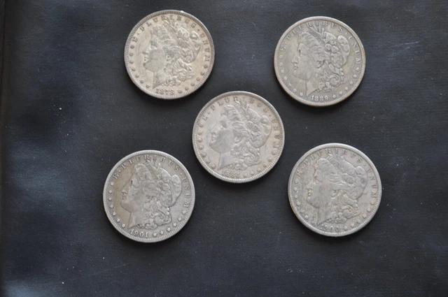 5 mixed years Morgan Silver One Dollar Coin,great condition 5 mixed years Morgan Silver One Dollar Coin,great condition