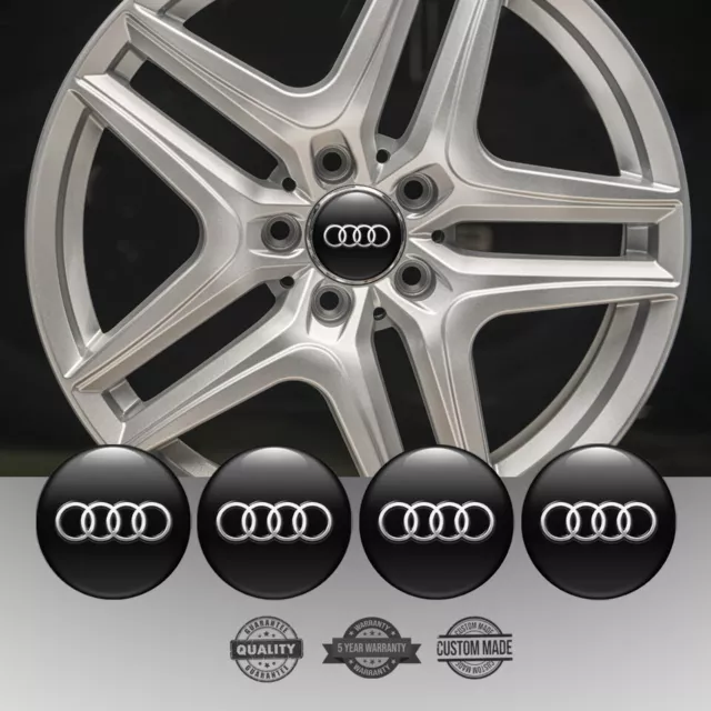 Set of 4 Silicone Center Wheel Cap Stickers Audi Emblem Logo Decals Rims