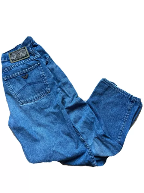 Vintage 90’s Armani Men’s Jeans 30x29 Blue Straight Button Fly Denim