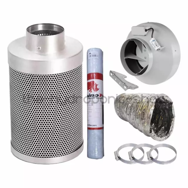 Rhino Pro Carbon Filter Kit Systemair RVK Fan With Aluminium Ducting Hydroponics