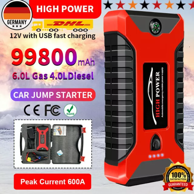 Powerbank Auto KFZ Starthilfe Jump Starter 99800mAh 600A Booster Powerbank PKW