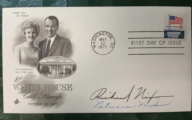 1st Day of Issue "White House" Coil Stamp Envelope - Signed Richard & Pat Nixon