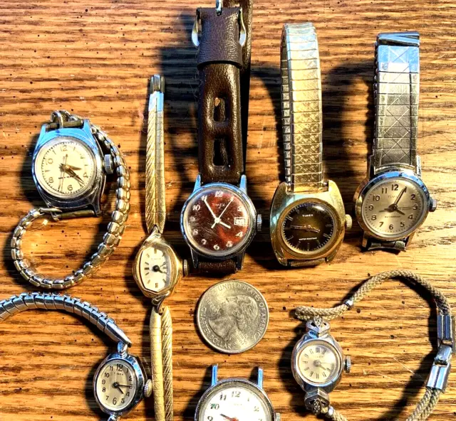 VINTAGE LADIES or MENS TIMEX WIND UP WATCHES LOT OF 7 **SOME WORKING**