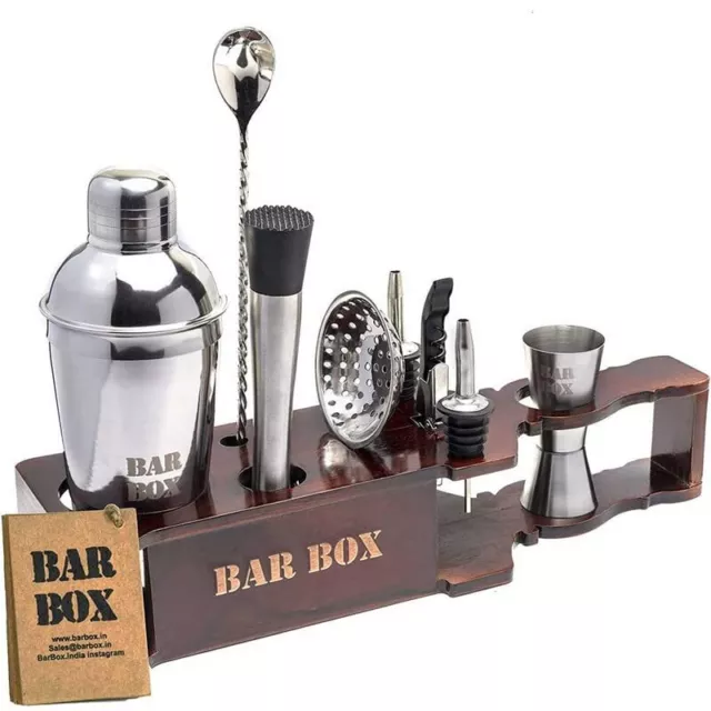 Hogar Barman Herramientas Accesorios Kit Con Soporte Coctelera Juego Caoba