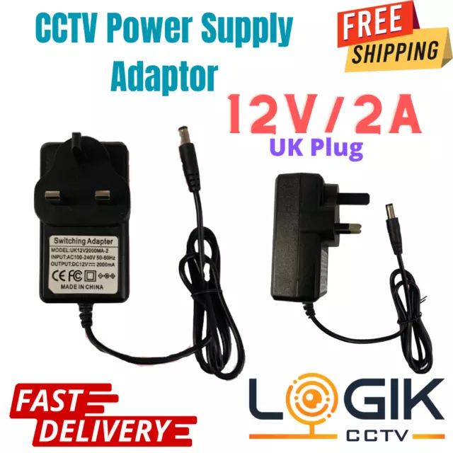 CCTV Camera AC/DC Power Supply Adaptor 2 Amp(2000ma) 12V DC 2A UK Plug
