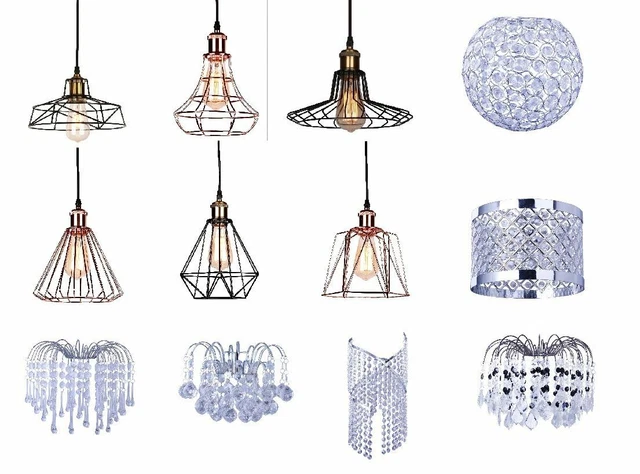 Ceiling Pendant Chandelier Vintage Light Lampshade Acrylic Crystal Droplet