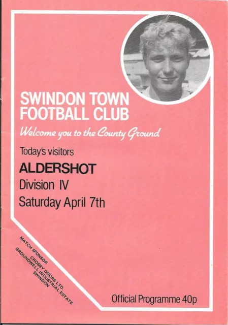 Swindon Town v Aldershot 1983-84 