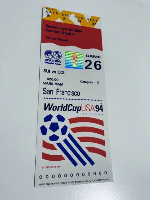 1994 Fifa World Cup Ticket Stub San Francisco Ca