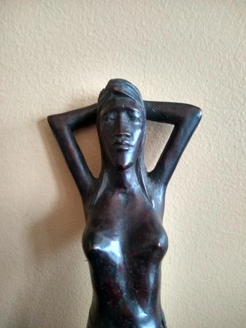 Vintage Hand Carved Wooden Folk Art Nude Women Nut Cracker.