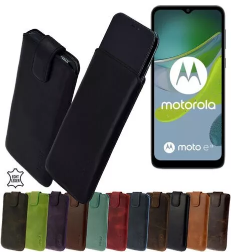 Suncase Funda Estuche Auténtico Cuero para Móvil Motorola Moto e13