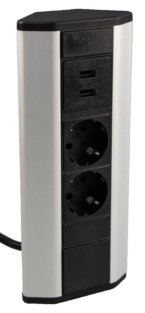 Gedotec Sortie de Chantier USB Télécharger Prise de Table Argent Courant D'Angle