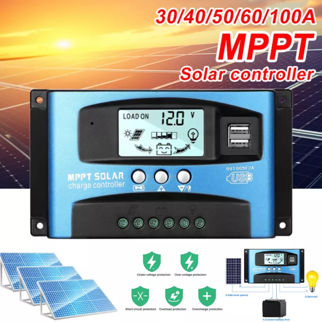 Controlador de carga regulador de panel solar MPPT/PWM seguimiento de enfoque automático 10A-100A