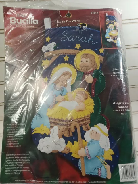 Bucilla JOY TO THE WORLD Felt Christmas Stocking Kit Nativity Jesus  Sarah