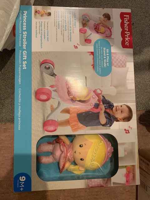 Fisher Price Princess Stroll Along Musical Walker & Doll Stroller Baby Gift Set