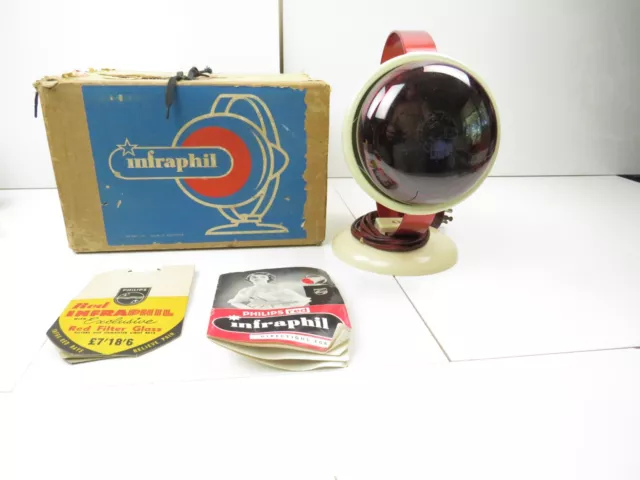 1950's Vintage Retro Philips Infraphil Type 7525 Heat Lamp NEED new  power lead