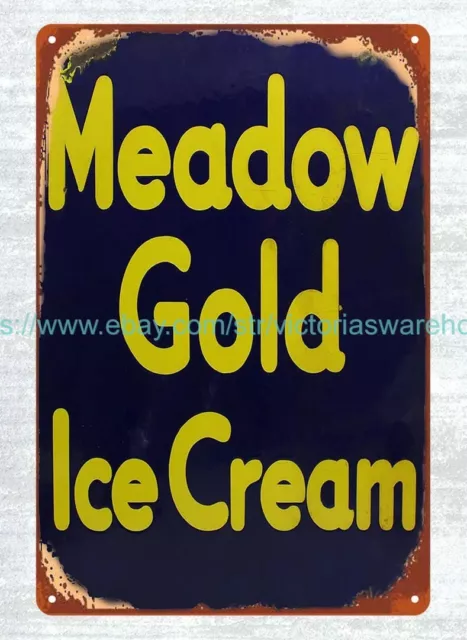 poster reproduction wall art 1920-1940 Meadow Gold Ice Cream metal tin sign