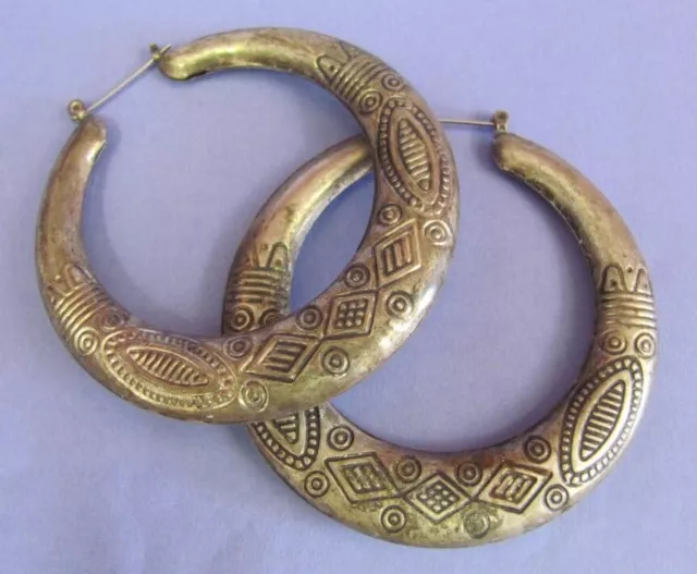 Vintage 19Th Century Large Silver Jewelry Viking Style Earings 2