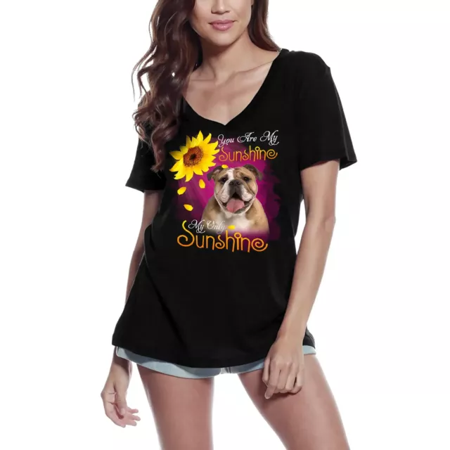 Camiseta de Cuello V para Mujer Mi Único Sol - Bulldog Inglés – My Only Sunshine