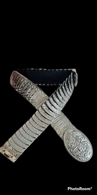 Vintage Stretch Concho Western Silber Metallgürtel m/l