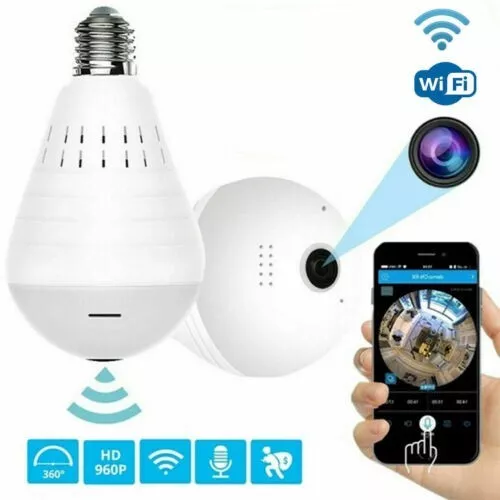 Telecamera Spia Lampadina Led WI-FI Audio Camera Nascosta VideoSorveglianza Luce