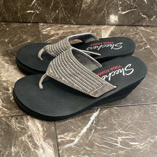 Skechers black discount sandals with rhinestones