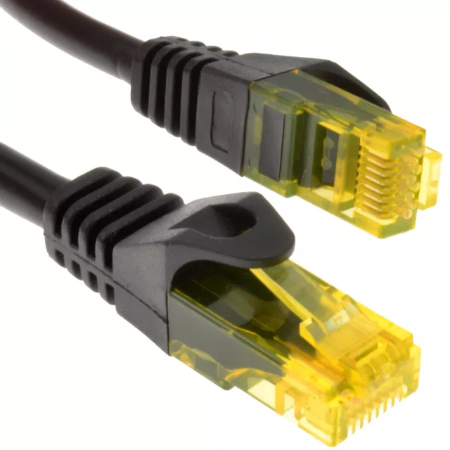 Pro Réseau CAT6 Cuivre Câble Gigabit Ethernet RJ45 Noir [Jaune Bouts ] Lot