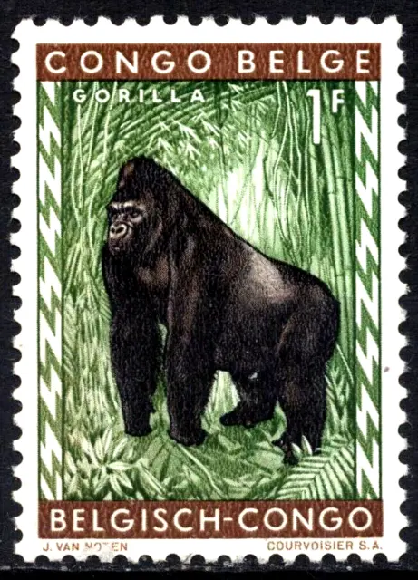 Belgian Congo Stamp African Animals Mountain Gorilla Monkey 1F MLH 1959