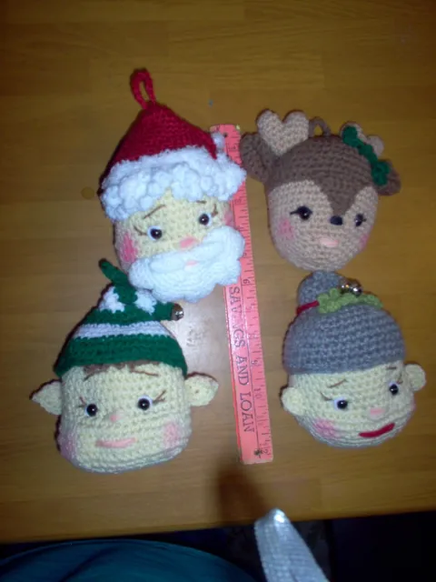 Gift idea, set of 4 hand crochet Christmas ornaments