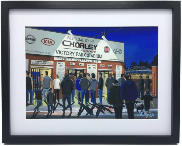 Chorley F.C, Victory Park, High Quality Framed Football Art Print. Approx A4