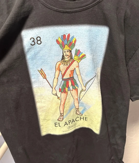 EL APACHE LOTERIA MEXICAN BINGO LOTTERY HUMOR FUNNY INDIAN T-SHIRT SHIRT size L