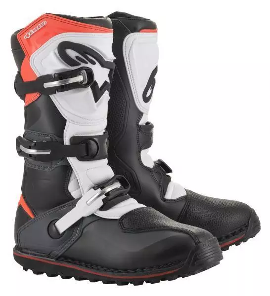 Alpinestars Tech T Trials Boots Black Grey Flourescent Red  Sizes 8 9 10