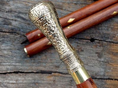 Solid Brass Design Head Handle Victorian Wooden Walking Cane Stick Vintage Gift