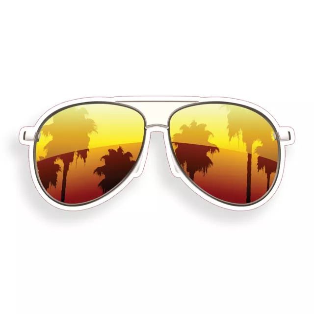 Sunset Sunglass Sticker Beach Ocean Laptop Cup Car Vehicle Window Bumper Decal