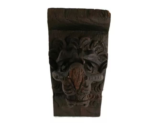Antique Corbel Hand Carved Wood Architectural reclaimed Lion Head Trim Salvaged